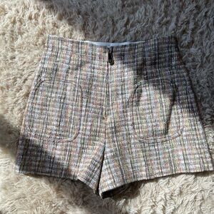 Sandro high waisted tweed shorts with front pocket sz 42